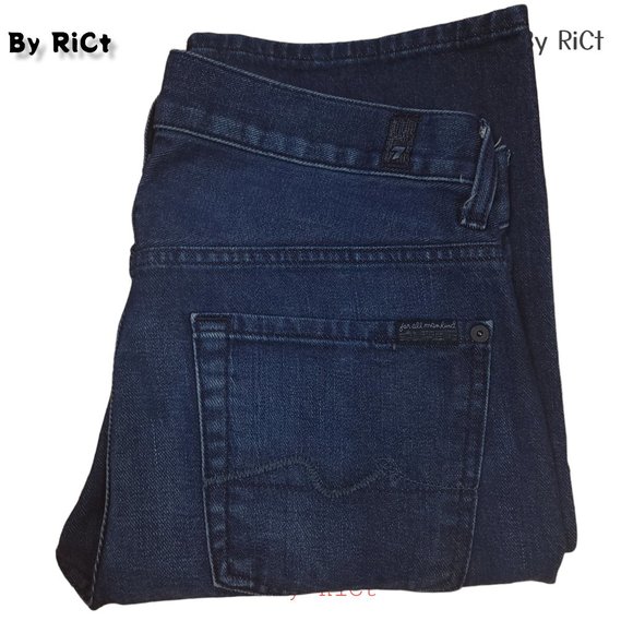 7 For All Mankind Standard Men's Jeans Size 28x34 Blue Denim Low Rise Buttons - Picture 9 of 9